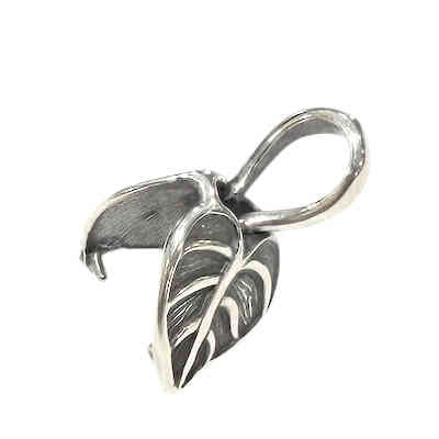 Leaf Bail, Antique Silver Plated, 19 x 10.5mm (Qty: 1) (Discontinued)
