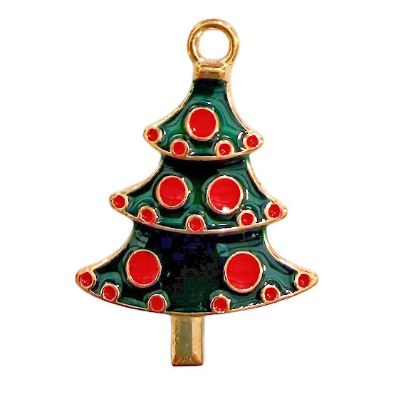 Christmas Tree Charm, 25.5 x 18mm (Qty: 1) 