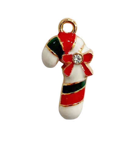 Candy Cane Charm, 22 x 11mm (Qty: 1) 
