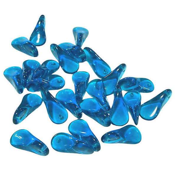 Duck Bill Dagger Beads,  9x18mmm, Capri Blue (Qty: 25 Beads)