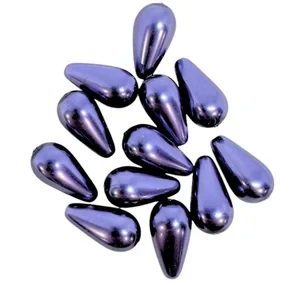 Czech Glass Pearl Teardrop/Pear Beads, 15x8mm, Purple Grape (Qty: 12)