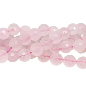 Rose Quartz, 8mm Faceted Rounds (15" strand, ~48 beads)
