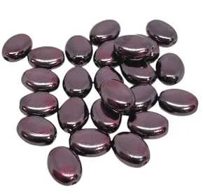 Czech Glass Pearls, Eggplant Flat Ovals, 8x6mm (Qty: 24)