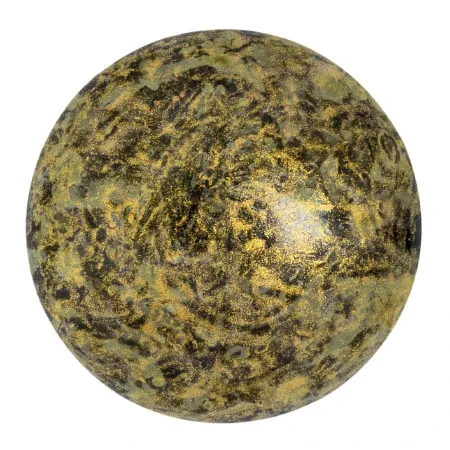 14mm Cabochon par Puca, Matte Metallic Spotted Old Gold (Qty: 1) Overstock