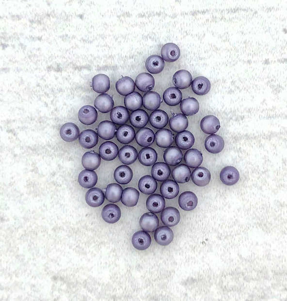2mm Round Glass Beads Lavender Metallic Suede (Qty: 50) Overstock