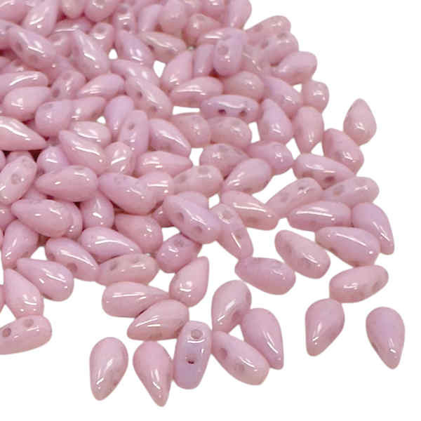 DropDuos, Chalk White Lila Luster, 3x6mm (Qty:50) Overstock