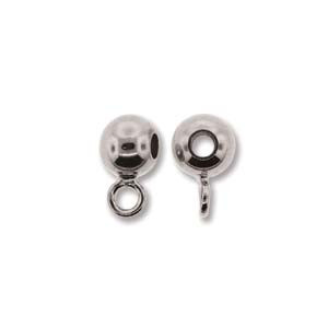 5mm Bead Bail with Ring, Silver-Plated (Qty: 6) Overstock