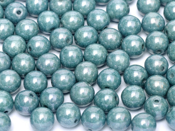 4mm Round Glass Beads, Baby Blue Luster (Qty: 50)