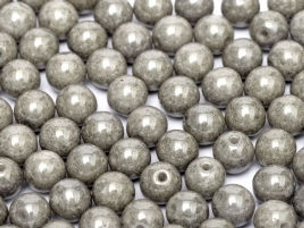 4mm Round Glass Beads, Grey Luster (Qty: 50)