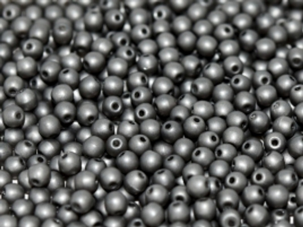 3mm Round Glass Beads, Matte Chrome (Qty: 50)