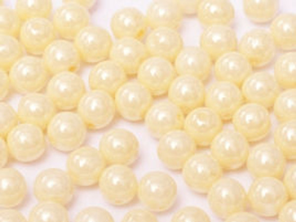 3mm Round Glass Beads, Cream Luster (Qty: 50)