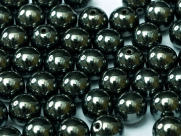 4mm Round Glass Beads, Hematite (Qty: 50)