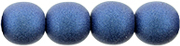 6mm Round Glass Beads, Blue Metallic Suede (Qty: 25)