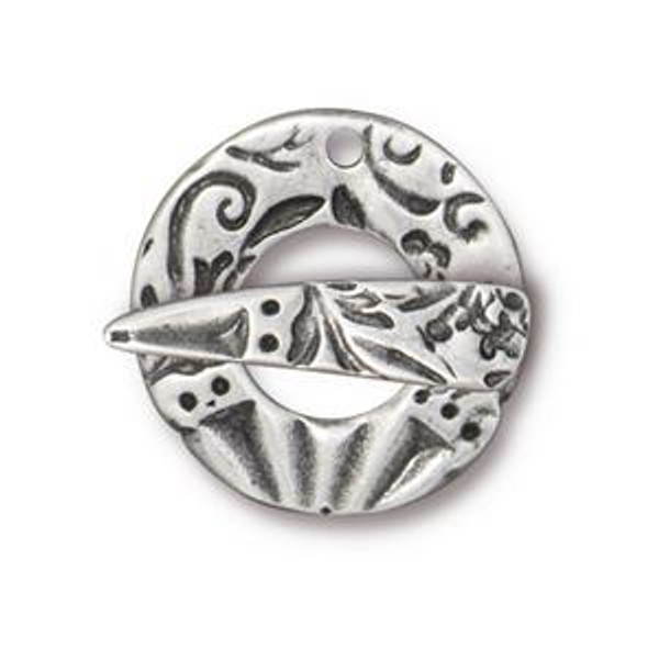 TierraCast Flora Toggle Clasp, Antiqued Pewter (Qty: 1)
