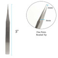 Tweezer, Smooth Tip, Stainless Steel, 5"