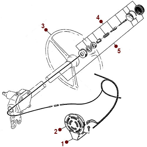 Horn and Horn Button - Willys CJ-5, 6