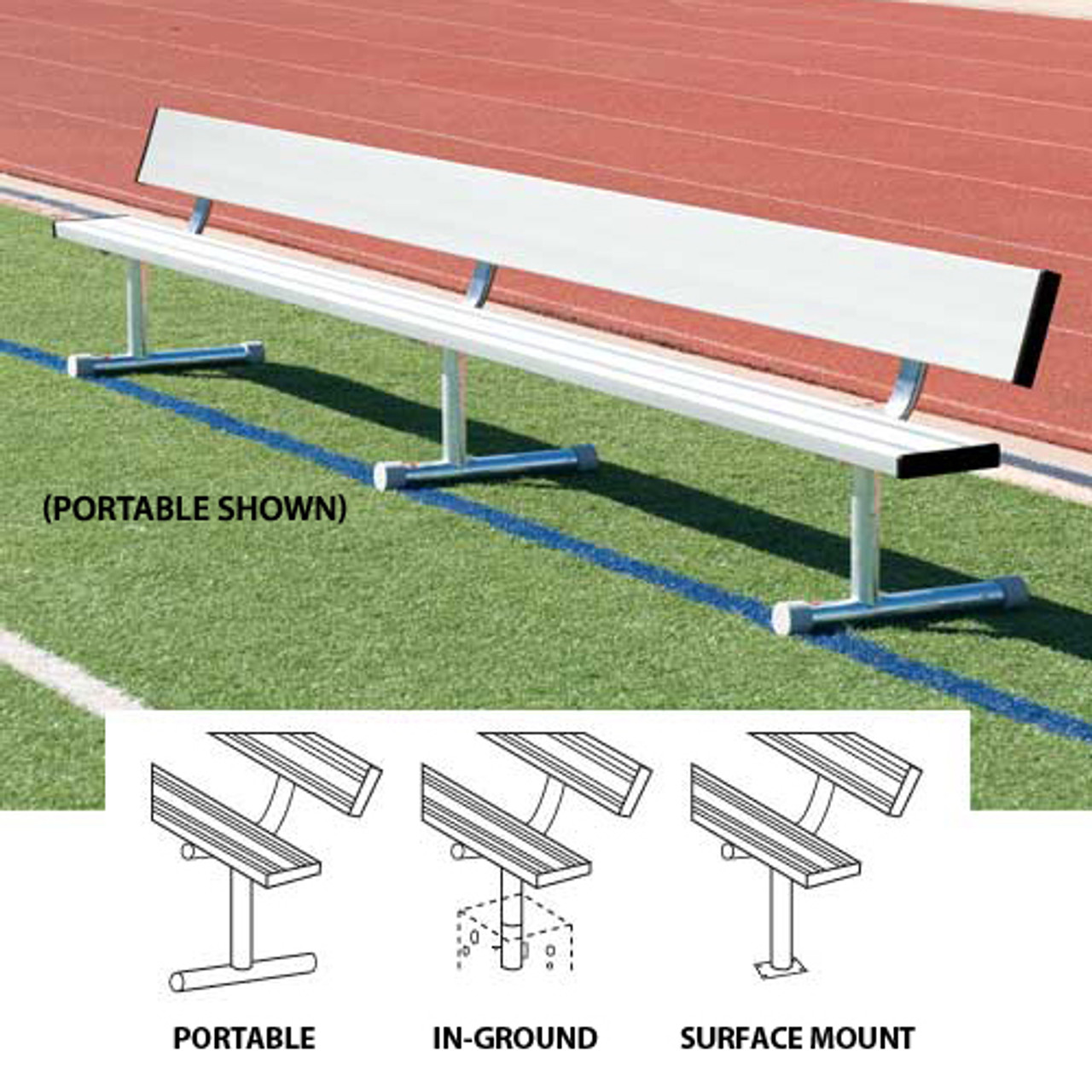 7-1/2' Aluminum Player's Bench with Back