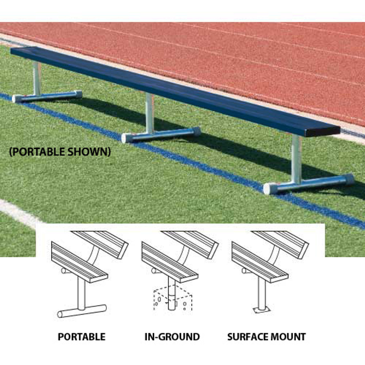 7-1/2' Aluminum Color Player's Bench without Back