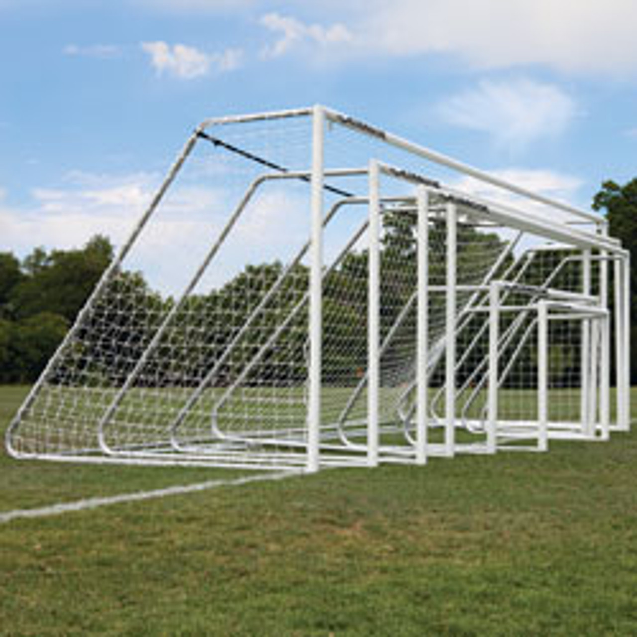 Alumagoal Soccer Goals 3" Round White Powder Coated 7x21'