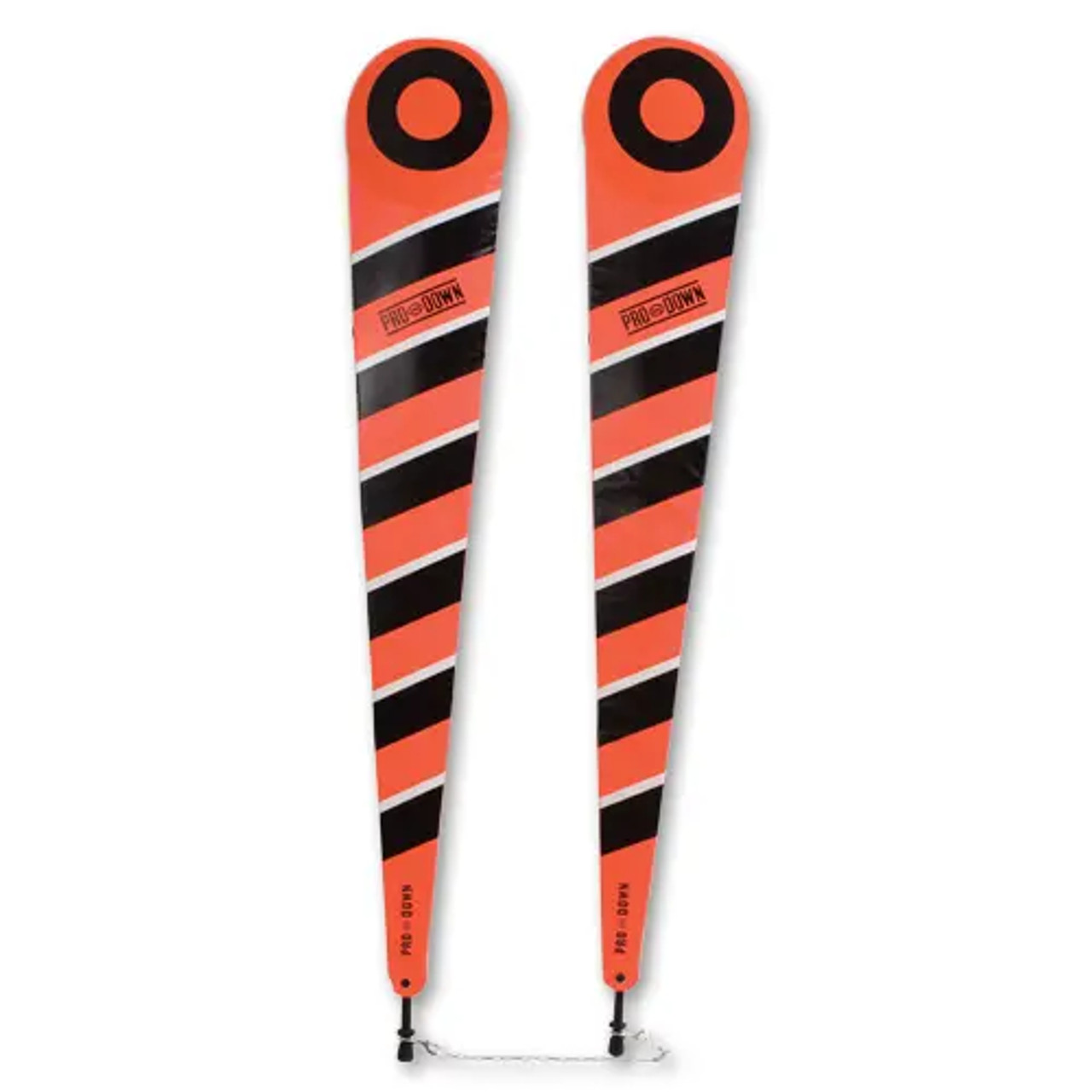 BSN SPORTS fully padded football chain set featuring tall banners with high-visibility orange, black, and white diagonal stripes.