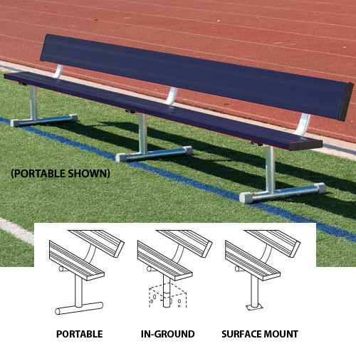 15' Aluminum Powder Coated Player's Bench with Back