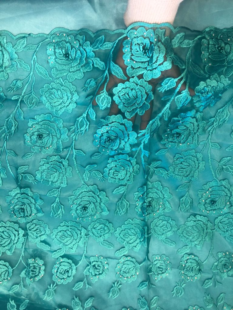Sky blue lace fabric best sale