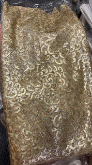 Sequined Lace Fabric Embroidery with a Mesh Lace Fabric 5 Yards