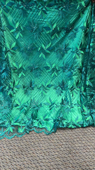 Sequined Lace Fabric Embroidery with a Mesh Lace Fabric 5 Yards