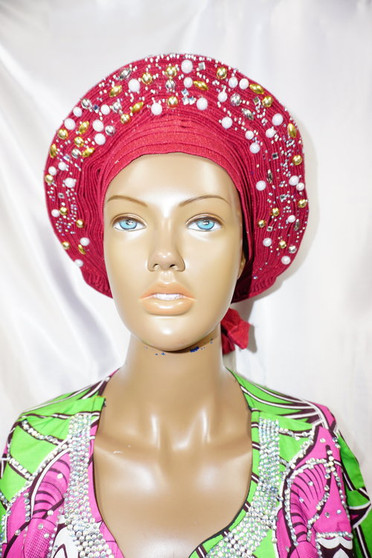 African Gele, Pre styled Head Tie, Auto Gele, Pre-Wrapped Gele, Ceremonial Head Cover, Head Dress, Gift For Her, Bridal Head Dress, Gele