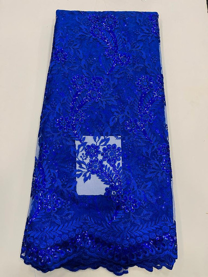 Sequined Lace Fabric Embroidery with a Mesh Lace Fabric 5 Yards