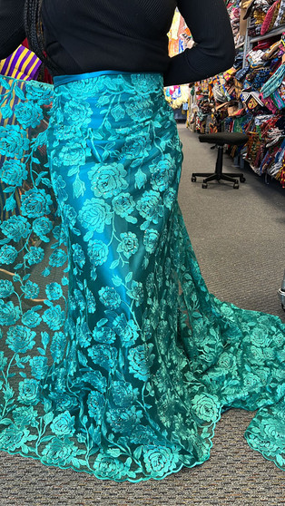 Sequined Lace Fabric Embroidery with a Mesh Lace Fabric 5 Yards