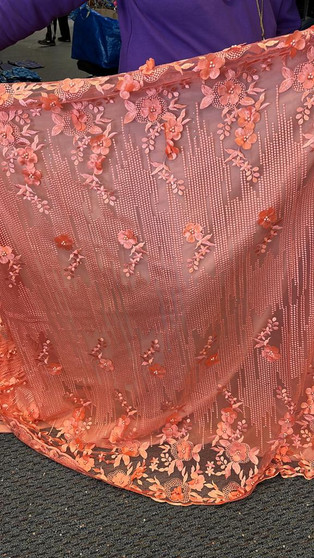 Sequined Lace Fabric Embroidery with a Mesh Lace Fabric 5 Yards