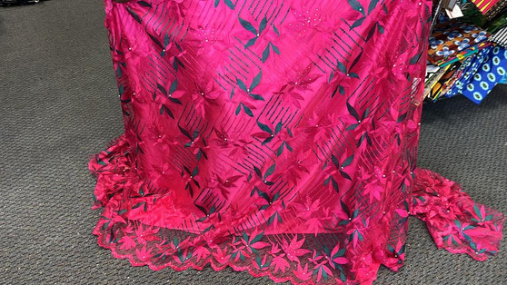 Sequined Lace Fabric Embroidery with a Mesh Lace Fabric 5 Yards