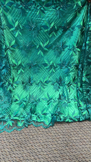 Sequined Lace Fabric Embroidery with a Mesh Lace Fabric 5 Yards