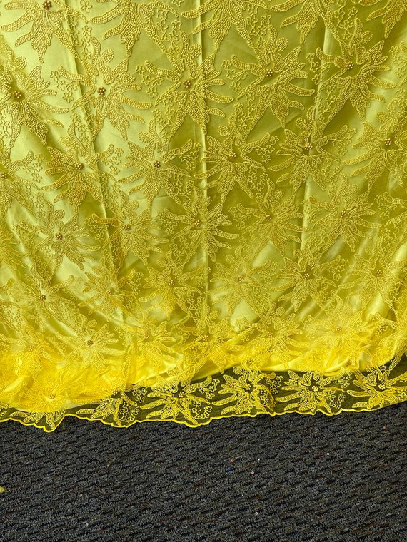 Sequined Lace Fabric Embroidery with a Mesh Lace Fabric 5 Yards
