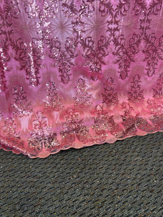 Sequined Lace Fabric Embroidery with a Mesh Lace Fabric 5 Yards