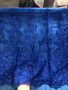 Royal Blue Floral Lace Fabric, Embroidery with Sequins on a Mesh Lace Fabric by the yard
