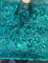 Sky Blue Floral Lace be fabric, Embroidery with Sequins on a Mesh Lace Fabric by the yard.