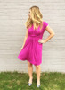 Hot Pink Knot Front Maternity Dress in Comfortable Jersey Fabric