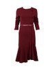 Burgundy Dress with Irregular Fishtail Skirt