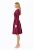 Raspberry Pink Puff Sleeve Pleated Midi Dress