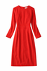 Bright Red Piped Sheath Pencil Dress with Keyhole Neckline