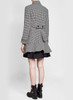 Chic Houndstooth Caban Coat with Frill Hem Detail