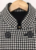 Chic Houndstooth Caban Coat with Frill Hem Detail