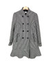 Chic Houndstooth Caban Coat with Frill Hem Detail