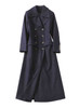 Military-Inspired Deep Navy Double-Breasted Longline Coat