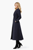 Military-Inspired Deep Navy Double-Breasted Longline Coat