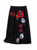 Red Pintuck Blouse & Black Poppy-Print A-line Skirt Co-ord Set