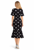 Polka Dot Print Fishtail Midi Dress with Flutter Sleeves
