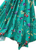 Green Floral Print V-Neck Midi Dress with Asymmetric Hemline